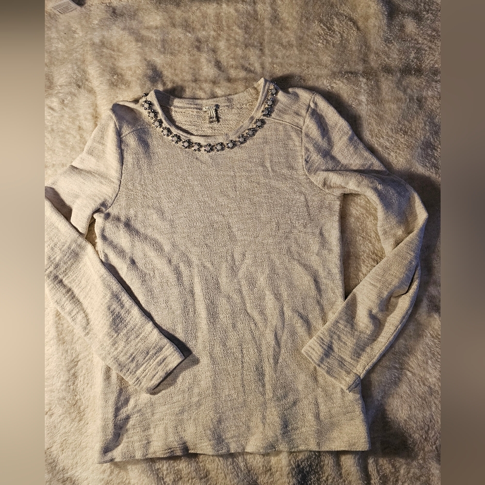 Jcrew Marled Jeweled  Sweatshirt Extra Small
